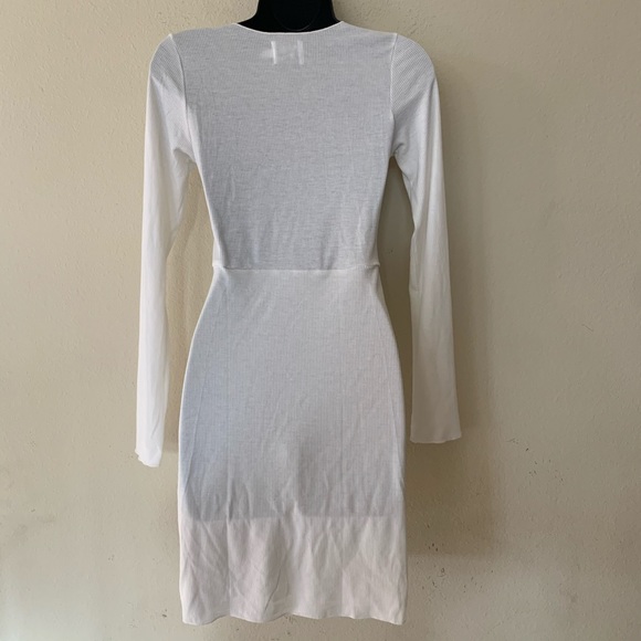 Princess Polly White Pinch Me Ribbed Long Sleeve Dress - Picture 9 of 13
